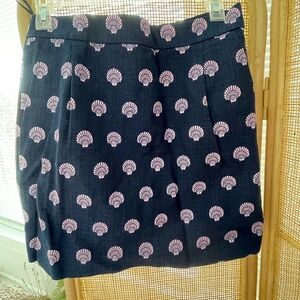 J Crew mini skirt with pink shell print